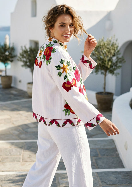 ibBan Women's Hand Embroidered Cotton Canvas Jacket - Gypsy | Artisan Boho