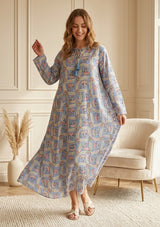 Vestido largo de algodón para mujer - Revina