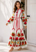 Vestido largo de algodón con cuello redondo para mujer - Raso