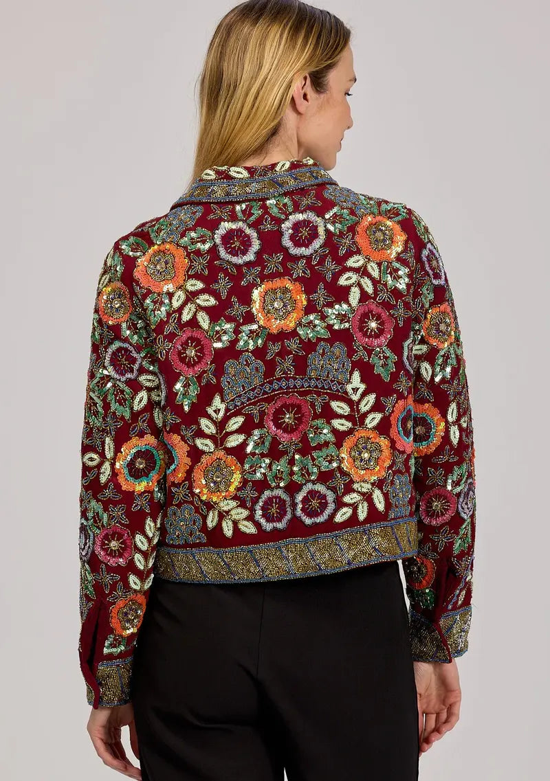 ibBan Women's Luxury Hand Embroidered Winter Jacket -Rio