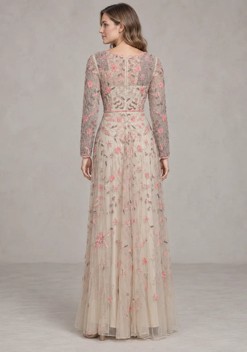 Women’s Party Long Dress with Hand Embroidery - Firdaso