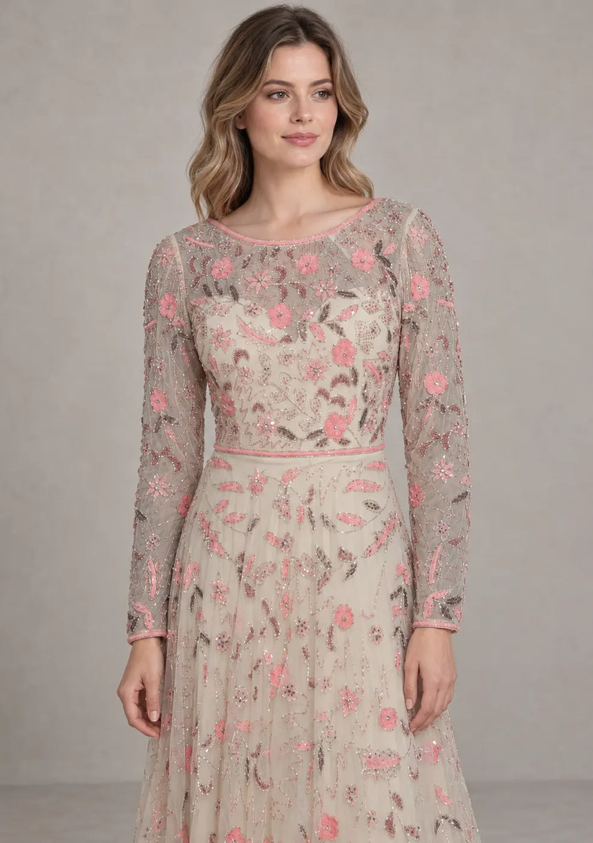 Women’s Party Long Dress with Hand Embroidery - Firdaso
