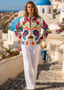 ibBan Summer Hand Embroidered Jacket | Women's Artisan Canvas Cotton Jacket - Miruna