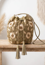 ibBan Floral Embellished Canvas Bucket Bag - Johri