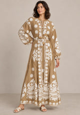 ibBan Floral Print Cotton Maxi Dress with Tassel Tie - Ayat