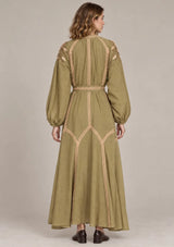ibBan Floral Embroidered Cotton Long Dress - Johri
