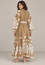 ibBan Floral Print Cotton Maxi Dress with Tassel Tie - Ayat