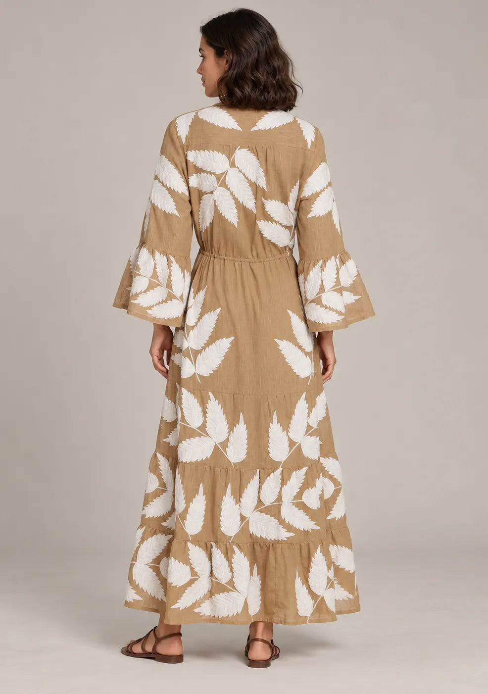 ibBan Leaf Hand Embroidery Cotton Long Tunic - Livia