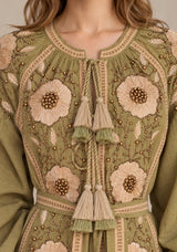 ibBan Floral Embroidered Cotton Long Dress - Johri