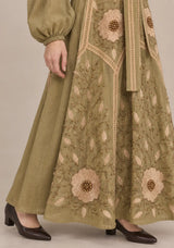 ibBan Floral Embroidered Cotton Long Dress - Johri