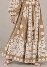 ibBan Floral Print Cotton Maxi Dress with Tassel Tie - Ayat