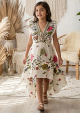 Robe en coton col V pour fille - Jelisha