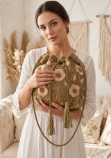 ibBan Floral Embellished Canvas Bucket Bag - Johri