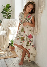 Robe en coton col V pour fille - Jelisha