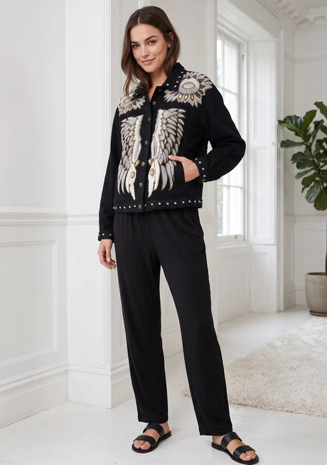 ibBan Veste Designer Broderie Main Femme - Veste Leoana