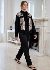ibBan Women's Hand Embroidered Designer Jacket -Leoana Jacket