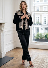 ibBan Women's Hand Embroidered Designer Jacket -Leoana Jacket
