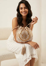 ibBan Beaded  Bag | Hand Embroidered Luxury Bucket Bag -Vidha