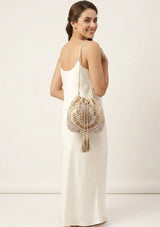 ibBan Beaded  Bag | Hand Embroidered Luxury Bucket Bag -Vidha