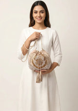 ibBan Beaded  Bag | Hand Embroidered Luxury Bucket Bag -Vidha