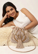 ibBan Beaded  Bag | Hand Embroidered Luxury Bucket Bag -Vidha