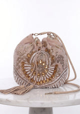 ibBan Beaded  Bag | Hand Embroidered Luxury Bucket Bag -Vidha
