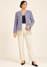 ibabn Women’s Hand Beaded Fringe Jacket - Amaya
