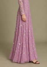 Women’s Net Long Dress with Floral Hand Embroidery-Arzoo