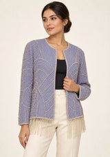 ibabn Women’s Hand Beaded Fringe Jacket - Amaya