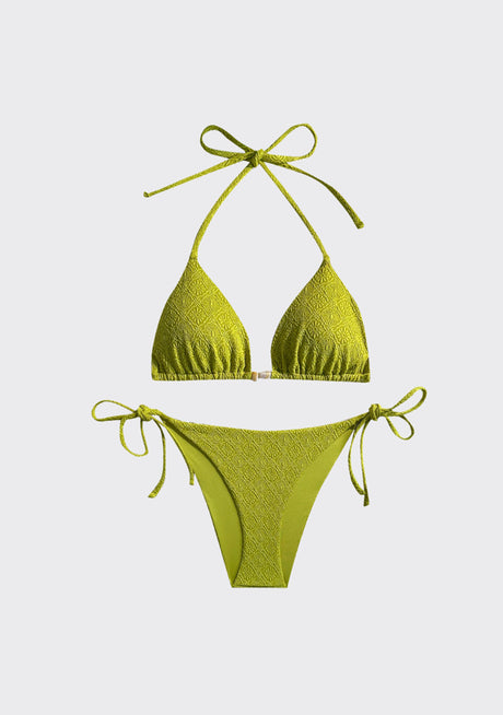 Bikini estampado de lima para mujer con tirantes ajustables - Marfil