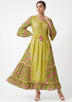 ibBan Floral Cotton Maxi Dress with Bell Sleeves - Jumani
