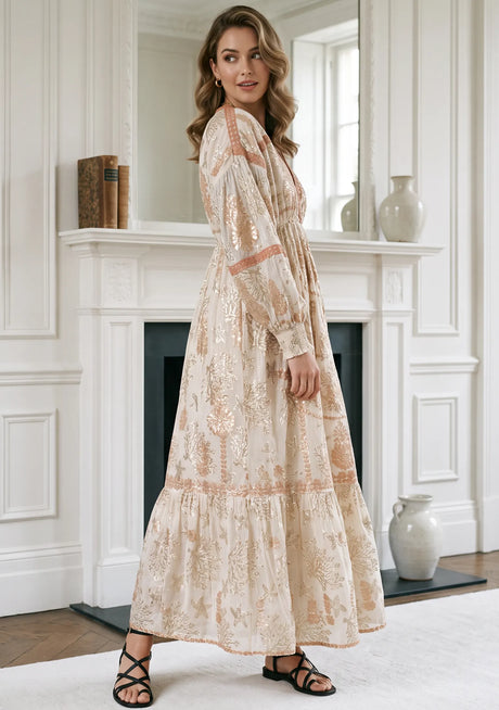 ibBan Robe longue maxi brodée à la main - Robe longue Efnan
