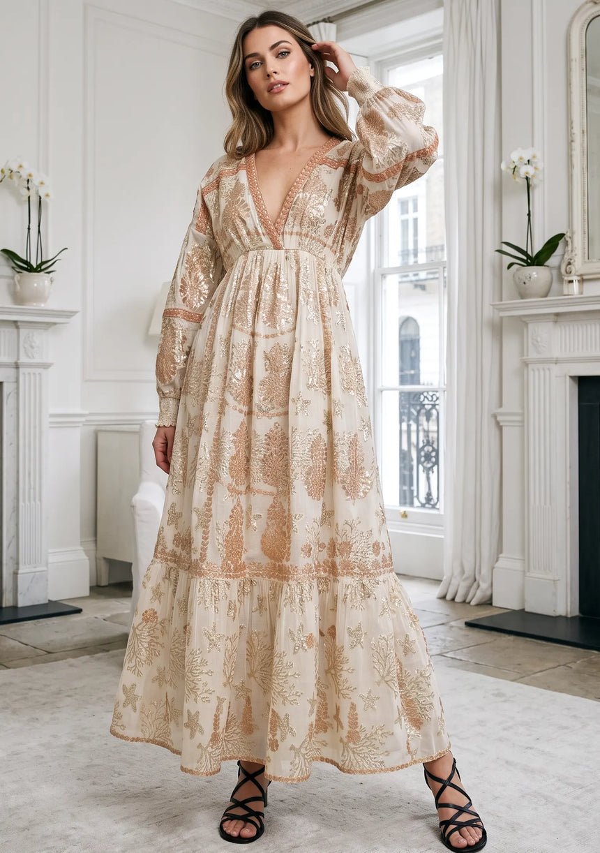 bBan Hand Embroidered Long Maxi Dress - Efnan Long dress