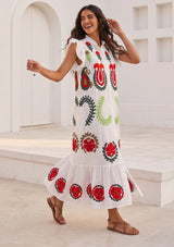 Vestido largo de algodón para mujer - Zaara