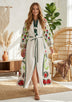 Vestido largo de algodón con cuello redondo para mujer - Ambir