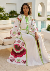 Vestido Largo de Algodón con Cuello Redondo para Mujer - Sara