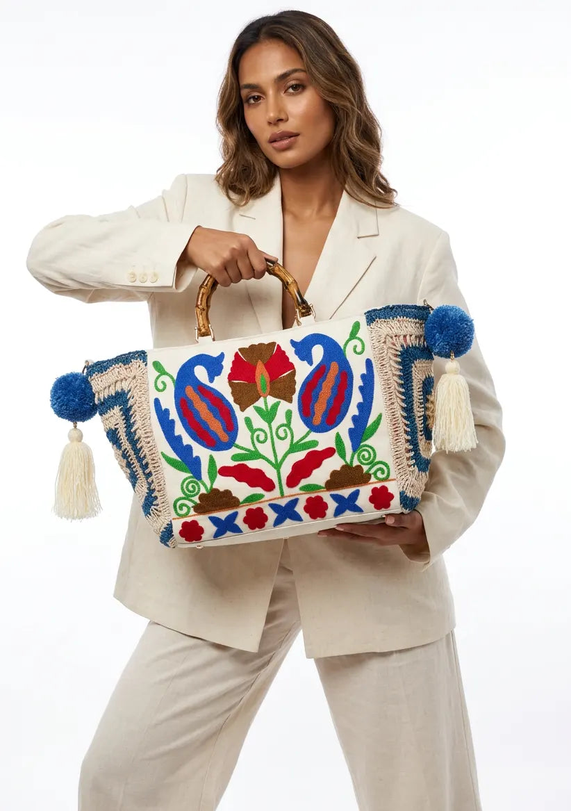ibBan Women's Hand Embroidered Tote Bag - Miruna
