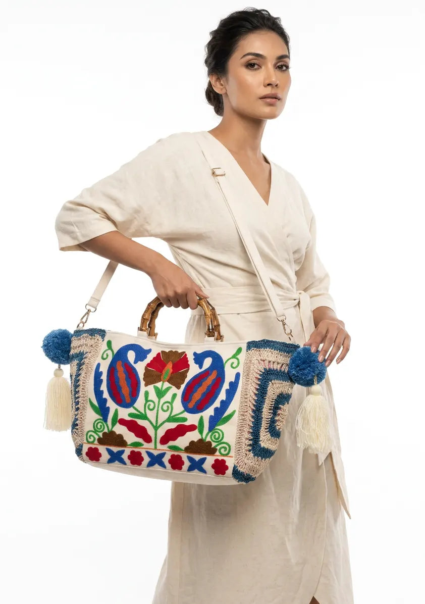 ibBan Women's Hand Embroidered Tote Bag - Miruna