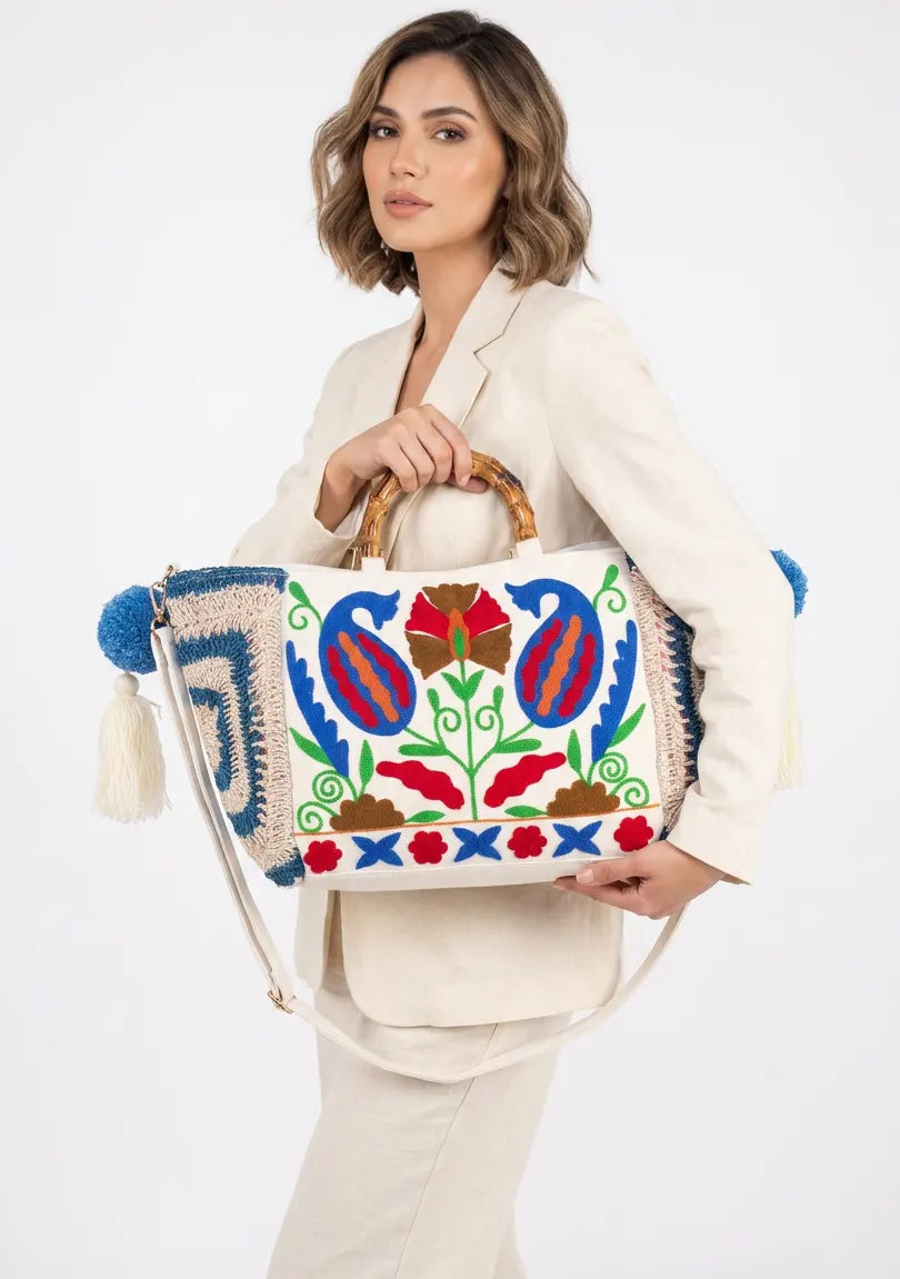 ibBan Women's Hand Embroidered Tote Bag - Miruna