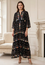 ibBan Women's Hand Embroidered Long Tunic Dress -Corina Long Tunic
