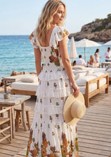 Vestido Maxi de Algodón con Cuello Drapeado para Mujer - Naira
