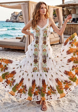 Vestido Maxi de Algodón con Cuello Drapeado para Mujer - Naira