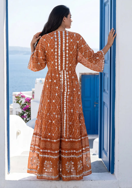 ibBan Hand Embroidered Cotton Maxi Dress | Luxury Boho Resort -Fabiya
