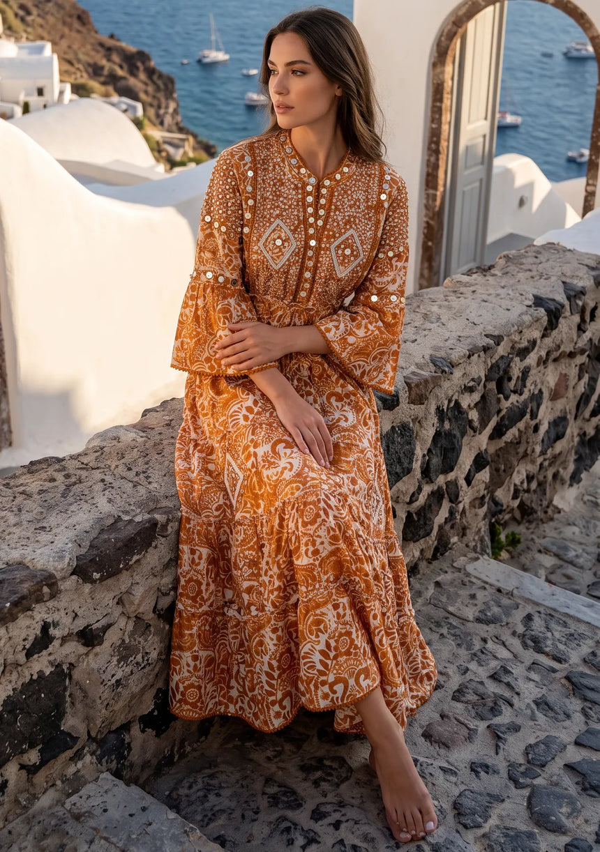 ibBan Hand-Embroidered Cotton Viscose Maxi Dress - Samaya