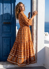 ibBan Hand Embroidered Cotton Maxi Dress | Luxury Boho Resort -Fabiya