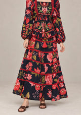 IbBan Black Floral Print Cotton Maxi Dress - Almasa