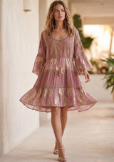 Minivestido de algodón con cuello redondo para mujer - Soha