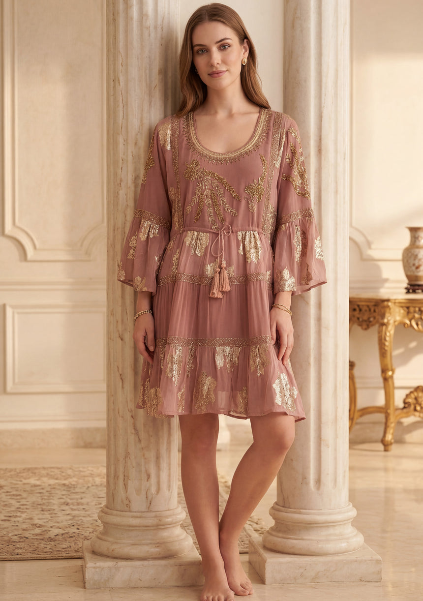 Minivestido de algodón con cuello redondo para mujer - Soha