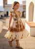 Robe en coton imprimé col en V pour fille - Yamira