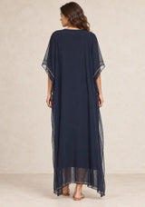 ibBan Women’s Hand Embroidered Georgette Kaftan Dress -Tanzeen